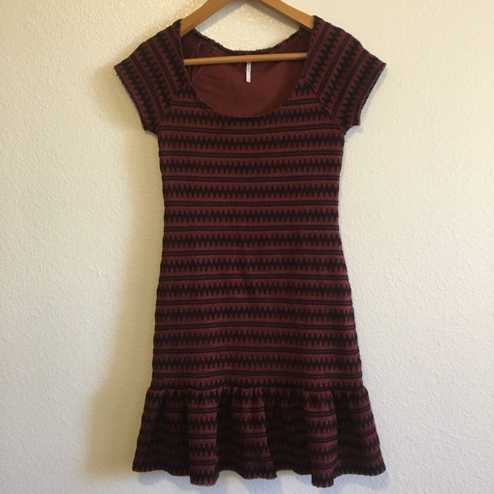 Free People Cozy Day Flounce Striped Dress Small